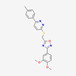 molecular formula C22H20N4O3S B2667812 3-(3,4-二甲氧基苯基)-5-(((6-(对甲苯基)吡啶并-3-基)硫)甲基)-1,2,4-噁二唑 CAS No. 1111316-45-0