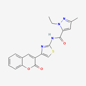 molecular formula C19H16N4O3S B2667815 1-ethyl-3-methyl-N-(4-(2-oxo-2H-chromen-3-yl)thiazol-2-yl)-1H-pyrazole-5-carboxamide CAS No. 1171138-17-2