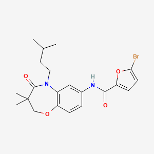 molecular formula C21H25BrN2O4 B2667819 5-溴-N-(5-异戊基-3,3-二甲基-4-氧代-2,3,4,5-四氢苯并[b][1,4]噁唑-7-基)呋喃-2-甲酰胺 CAS No. 921524-49-4