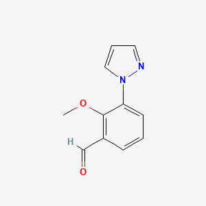 molecular formula C11H10N2O2 B2667829 2-Methoxy-3-pyrazol-1-ylbenzaldehyde CAS No. 2378506-83-1