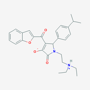 molecular formula C28H32N2O4 B266783 (E)-1-benzofuran-2-yl{1-[2-(diethylammonio)ethyl]-4,5-dioxo-2-[4-(propan-2-yl)phenyl]pyrrolidin-3-ylidene}methanolate 