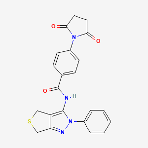 molecular formula C22H18N4O3S B2667839 4-(2,5-dioxopyrrolidin-1-yl)-N-(2-phenyl-4,6-dihydrothieno[3,4-c]pyrazol-3-yl)benzamide CAS No. 392255-22-0