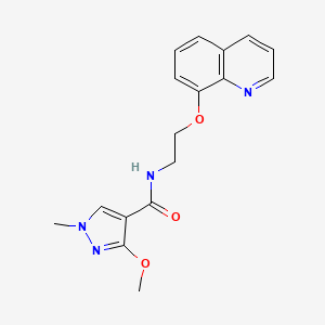 molecular formula C17H18N4O3 B2667853 3-甲氧基-1-甲基-N-(2-(喹啉-8-基氧基)乙基)-1H-吡唑-4-甲酰胺 CAS No. 1235348-40-9