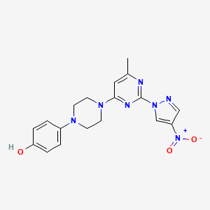 4-{4-[6-methyl-2-(4-nitro-1H-pyrazol-1-yl)pyrimidin-4-yl]piperazin-1-yl}phenol