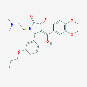 molecular formula C26H30N2O6 B266786 4-(2,3-dihydro-1,4-benzodioxin-6-ylcarbonyl)-1-[2-(dimethylamino)ethyl]-3-hydroxy-5-(3-propoxyphenyl)-1,5-dihydro-2H-pyrrol-2-one 