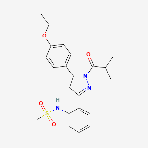 molecular formula C22H27N3O4S B2667870 N-(2-(5-(4-ethoxyphenyl)-1-isobutyryl-4,5-dihydro-1H-pyrazol-3-yl)phenyl)methanesulfonamide CAS No. 923250-49-1