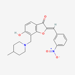 molecular formula C22H22N2O5 B2667877 (Z)-6-hydroxy-7-((4-methylpiperidin-1-yl)methyl)-2-(3-nitrobenzylidene)benzofuran-3(2H)-one CAS No. 900281-21-2