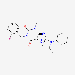 molecular formula C22H24FN5O2 B2667886 8-cyclohexyl-3-[(2-fluorophenyl)methyl]-1,7-dimethyl-1H,2H,3H,4H,8H-imidazo[1,2-g]purine-2,4-dione CAS No. 876901-68-7