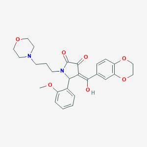 molecular formula C27H30N2O7 B266789 4-(2,3-dihydro-1,4-benzodioxin-6-ylcarbonyl)-3-hydroxy-5-(2-methoxyphenyl)-1-[3-(4-morpholinyl)propyl]-1,5-dihydro-2H-pyrrol-2-one 