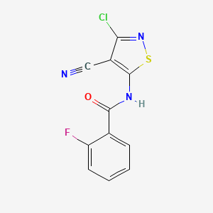 molecular formula C11H5ClFN3OS B2667892 N-(3-氯-4-氰-5-异噻唑基)-2-氟苯甲酰胺 CAS No. 159978-08-2