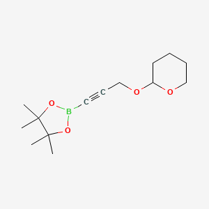 molecular formula C14H23BO4 B2667898 4,4,5,5-Tetramethyl-2-(3-((tetrahydro-2H-pyran-2-yl)oxy)prop-1-yn-1-yl)-1,3,2-dioxaborolane CAS No. 1068163-32-5