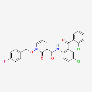 molecular formula C26H17Cl2FN2O4 B2667901 N-(4-氯-2-(2-氯苯甲酰)苯基)-1-((4-氟苯甲基)氧基)-2-氧代-1,2-二氢吡啶-3-甲酰胺 CAS No. 868678-55-1