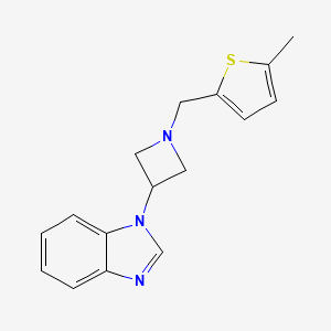 molecular formula C16H17N3S B2667904 1-[1-[(5-Methylthiophen-2-yl)methyl]azetidin-3-yl]benzimidazole CAS No. 2415500-87-5
