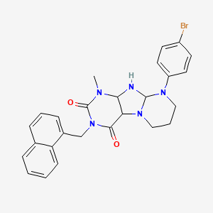 molecular formula C26H22BrN5O2 B2667905 9-(4-bromophenyl)-1-methyl-3-[(naphthalen-1-yl)methyl]-1H,2H,3H,4H,6H,7H,8H,9H-pyrimido[1,2-g]purine-2,4-dione CAS No. 921076-99-5
