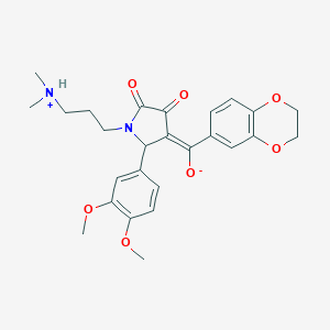 molecular formula C26H30N2O7 B266791 (E)-2,3-dihydro-1,4-benzodioxin-6-yl{2-(3,4-dimethoxyphenyl)-1-[3-(dimethylammonio)propyl]-4,5-dioxopyrrolidin-3-ylidene}methanolate 