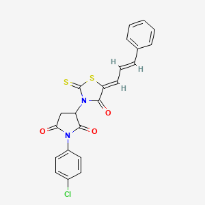 1-(4-chlorophenyl)-3-((Z)-4-oxo-5-((E)-3-phenylallylidene)-2-thioxothiazolidin-3-yl)pyrrolidine-2,5-dione