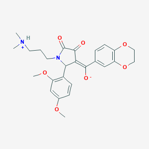 molecular formula C26H30N2O7 B266792 (E)-2,3-dihydro-1,4-benzodioxin-6-yl{2-(2,4-dimethoxyphenyl)-1-[3-(dimethylammonio)propyl]-4,5-dioxopyrrolidin-3-ylidene}methanolate 
