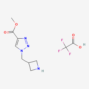 molecular formula C10H13F3N4O4 B2667927 Methyl 1-(azetidin-3-ylmethyl)triazole-4-carboxylate;2,2,2-trifluoroacetic acid CAS No. 2377031-65-5