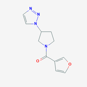 molecular formula C11H12N4O2 B2667930 (3-(1H-1,2,3-三氮唑-1-基)吡咯啉-1-基)(呋喃-3-基)甲酮 CAS No. 1795458-25-1