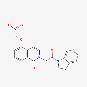 molecular formula C22H20N2O5 B2667932 Methyl 2-[2-[2-(2,3-dihydroindol-1-yl)-2-oxoethyl]-1-oxoisoquinolin-5-yl]oxyacetate CAS No. 868224-85-5