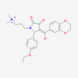 molecular formula C26H30N2O6 B266794 (E)-2,3-dihydro-1,4-benzodioxin-6-yl{1-[3-(dimethylammonio)propyl]-2-(4-ethoxyphenyl)-4,5-dioxopyrrolidin-3-ylidene}methanolate 