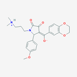 molecular formula C25H28N2O6 B266795 (E)-2,3-dihydro-1,4-benzodioxin-6-yl{1-[3-(dimethylammonio)propyl]-2-(4-methoxyphenyl)-4,5-dioxopyrrolidin-3-ylidene}methanolate 