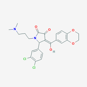 molecular formula C24H24Cl2N2O5 B266797 5-(3,4-dichlorophenyl)-4-(2,3-dihydro-1,4-benzodioxin-6-ylcarbonyl)-1-[3-(dimethylamino)propyl]-3-hydroxy-1,5-dihydro-2H-pyrrol-2-one 