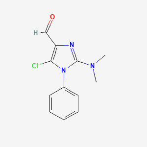 molecular formula C12H12ClN3O B2667981 5-chloro-2-(dimethylamino)-1-phenyl-1H-imidazole-4-carbaldehyde CAS No. 215320-60-8