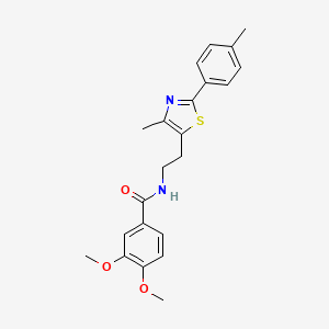 molecular formula C22H24N2O3S B2667984 3,4-dimethoxy-N-{2-[4-methyl-2-(4-methylphenyl)-1,3-thiazol-5-yl]ethyl}benzamide CAS No. 893361-11-0