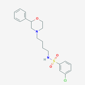 molecular formula C20H25ClN2O3S B2667989 3-chloro-N-(4-(2-phenylmorpholino)butyl)benzenesulfonamide CAS No. 954001-84-4