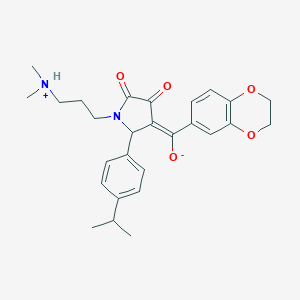 molecular formula C27H32N2O5 B266799 (E)-2,3-dihydro-1,4-benzodioxin-6-yl{1-[3-(dimethylammonio)propyl]-4,5-dioxo-2-[4-(propan-2-yl)phenyl]pyrrolidin-3-ylidene}methanolate 