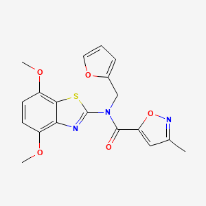 molecular formula C19H17N3O5S B2667991 N-(4,7-dimethoxybenzo[d]thiazol-2-yl)-N-(furan-2-ylmethyl)-3-methylisoxazole-5-carboxamide CAS No. 953234-48-5