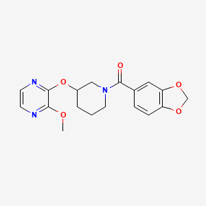 molecular formula C18H19N3O5 B2667992 Benzo[d][1,3]dioxol-5-yl(3-((3-methoxypyrazin-2-yl)oxy)piperidin-1-yl)methanone CAS No. 2034231-75-7
