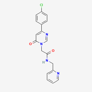 molecular formula C18H15ClN4O2 B2667994 2-(4-(4-氯苯基)-6-氧代嘧啶-1(6H)-基)-N-(吡啶-2-基甲基)乙酰胺 CAS No. 1207028-30-5