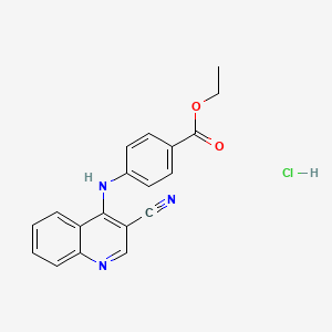 molecular formula C19H16ClN3O2 B2667996 Ethyl 4-((3-cyanoquinolin-4-yl)amino)benzoate hydrochloride CAS No. 1331250-51-1