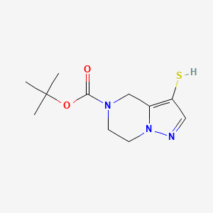 molecular formula C11H17N3O2S B2667997 tert-Butyl 3-mercapto-6,7-dihydropyrazolo[1,5-a]pyrazine-5(4H)-carboxylate CAS No. 2248273-11-0