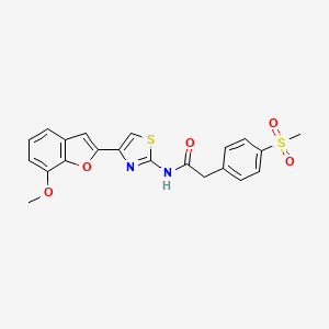 N-(4-(7-methoxybenzofuran-2-yl)thiazol-2-yl)-2-(4-(methylsulfonyl)phenyl)acetamide
