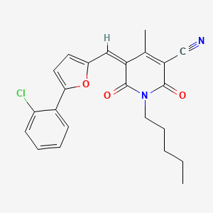 (5Z)-5-{[5-(2-chlorophenyl)furan-2-yl]methylidene}-4-methyl-2,6-dioxo-1-pentyl-1,2,5,6-tetrahydropyridine-3-carbonitrile