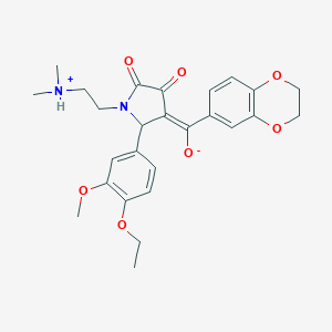 molecular formula C26H30N2O7 B266801 (E)-2,3-dihydro-1,4-benzodioxin-6-yl{1-[2-(dimethylammonio)ethyl]-2-(4-ethoxy-3-methoxyphenyl)-4,5-dioxopyrrolidin-3-ylidene}methanolate 