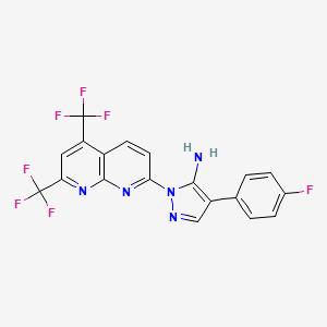 2-[5,7-Bis(trifluoromethyl)-1,8-naphthyridin-2-yl]-4-(4-fluorophenyl)pyrazol-3-amine