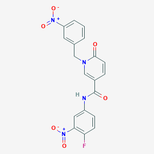 molecular formula C19H13FN4O6 B2668017 N-(4-fluoro-3-nitrophenyl)-1-[(3-nitrophenyl)methyl]-6-oxopyridine-3-carboxamide CAS No. 941973-85-9