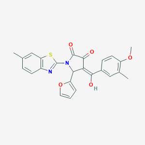 molecular formula C25H20N2O5S B266802 5-(2-furyl)-3-hydroxy-4-(4-methoxy-3-methylbenzoyl)-1-(6-methyl-1,3-benzothiazol-2-yl)-1,5-dihydro-2H-pyrrol-2-one 