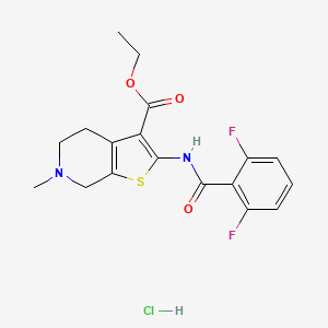 molecular formula C18H19ClF2N2O3S B2668038 Ethyl 2-(2,6-difluorobenzamido)-6-methyl-4,5,6,7-tetrahydrothieno[2,3-c]pyridine-3-carboxylate hydrochloride CAS No. 1330307-88-4
