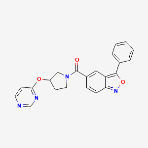molecular formula C22H18N4O3 B2668042 (3-Phenylbenzo[c]isoxazol-5-yl)(3-(pyrimidin-4-yloxy)pyrrolidin-1-yl)methanone CAS No. 2034502-19-5