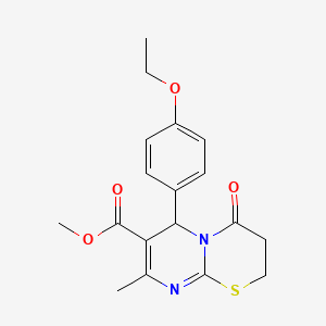 molecular formula C18H20N2O4S B2668050 methyl 6-(4-ethoxyphenyl)-8-methyl-4-oxo-3,6-dihydro-2H-pyrimido[2,1-b][1,3]thiazine-7-carboxylate CAS No. 608490-41-1