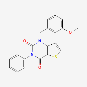 molecular formula C21H18N2O3S B2668054 1-[(3-methoxyphenyl)methyl]-3-(2-methylphenyl)-1H,2H,3H,4H-thieno[3,2-d]pyrimidine-2,4-dione CAS No. 1326927-98-3