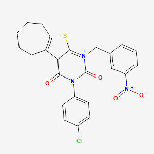 molecular formula C24H20ClN3O4S B2668056 4-(4-Chlorophenyl)-6-[(3-nitrophenyl)methyl]-8-thia-4-aza-6-azoniatricyclo[7.5.0.02,7]tetradeca-1(9),6-diene-3,5-dione CAS No. 899782-87-7