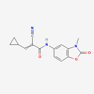 molecular formula C15H13N3O3 B2668060 2-cyano-3-cyclopropyl-N-(3-methyl-2-oxo-2,3-dihydro-1,3-benzoxazol-5-yl)prop-2-enamide CAS No. 1808899-07-1