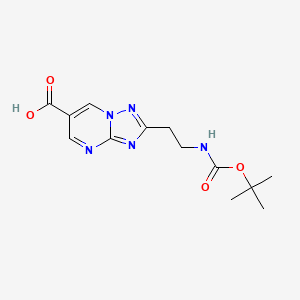 molecular formula C13H17N5O4 B2668062 2-[2-[(2-Methylpropan-2-yl)oxycarbonylamino]ethyl]-[1,2,4]triazolo[1,5-a]pyrimidine-6-carboxylic acid CAS No. 2416237-47-1