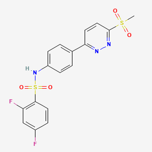 molecular formula C17H13F2N3O4S2 B2668070 2,4-difluoro-N-(4-(6-(methylsulfonyl)pyridazin-3-yl)phenyl)benzenesulfonamide CAS No. 921794-23-2